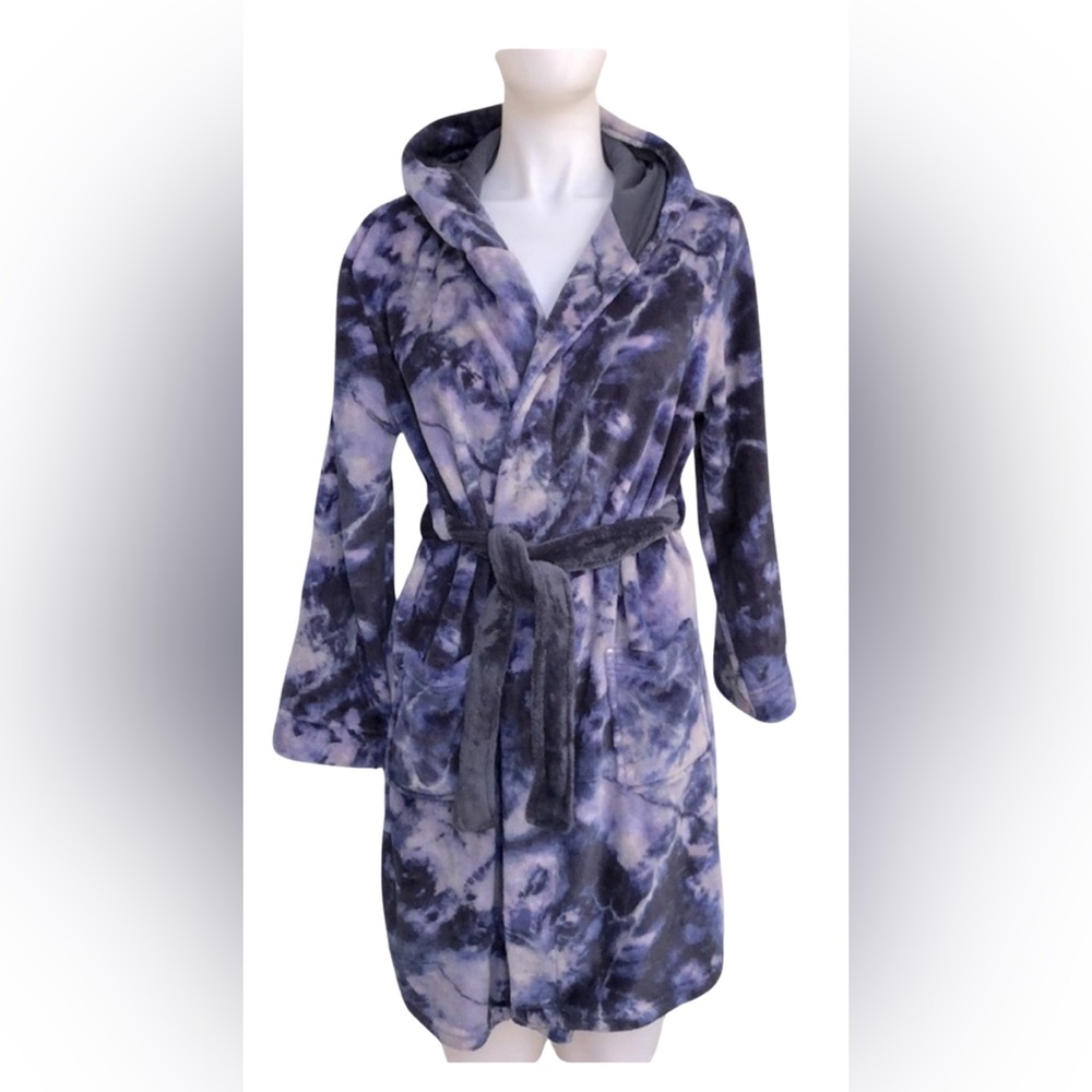 CAT & JACK blue TIE DYE cozy belted hoodie robe